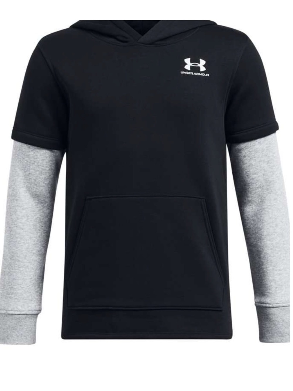 Under Armour Black Hoodie Grey Sleeves with White Logo Tag Youth Large